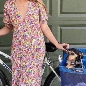 RIXO FOR TARGET FLORAL MULTICOLOR PUFF SLEEVE DRESS (SIZE 4)